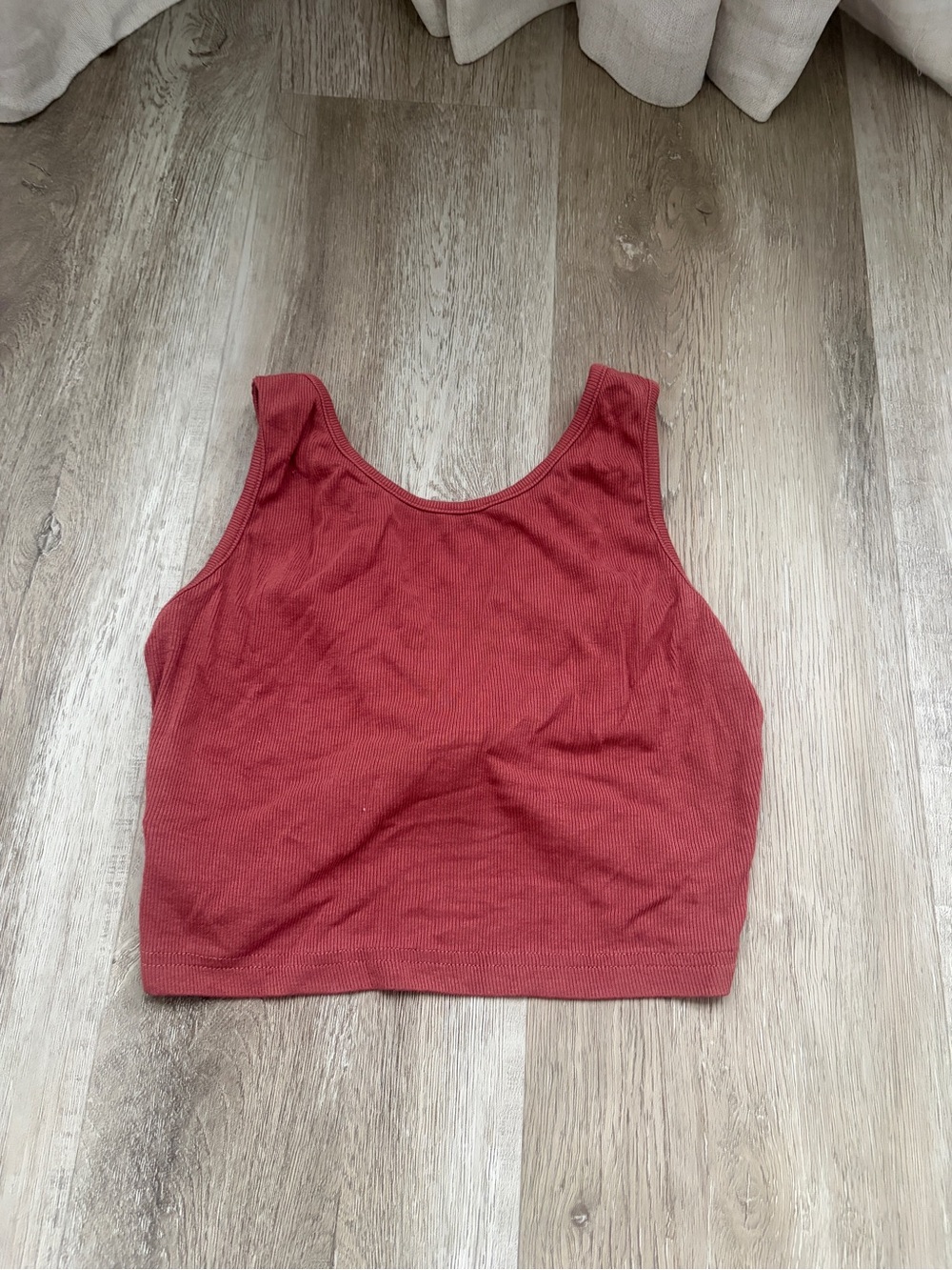 Red Ribbed Cropped Tank Top - Women's Sleeveless Top
